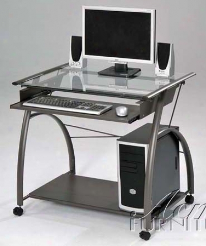 Computer Cart With Casters In Black Finish
