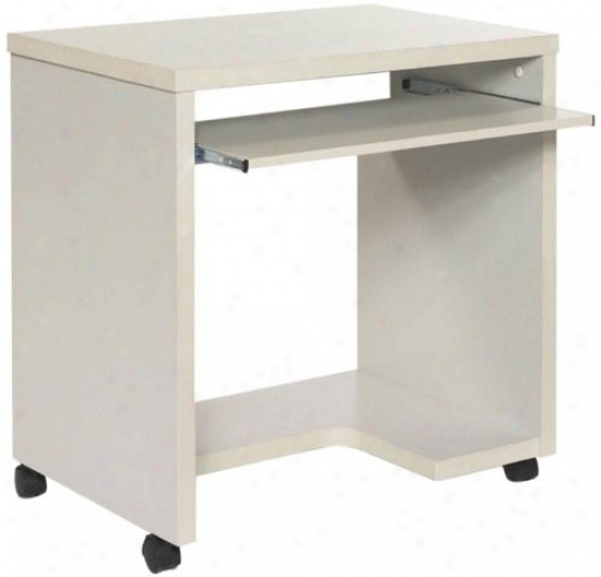 Computer Desk Wi5h Castsrs In White Finish