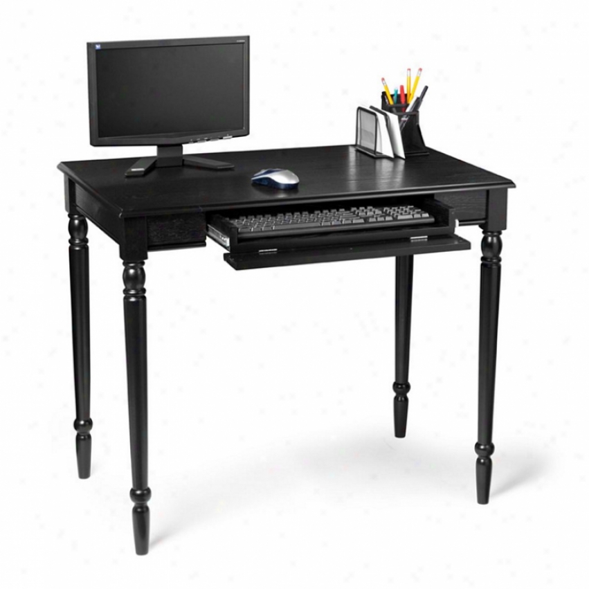 Computer Desk With Drop Down Keyboard Drawer In Black Finish