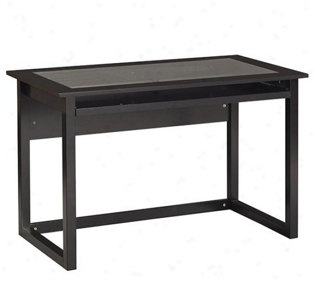 Computdr Desk With Glass Top In Ebony Finish