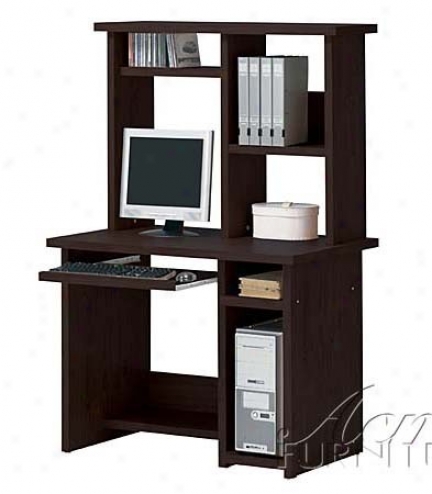 Computer Desk With Hutch Contemporary Style In Espresso Finish