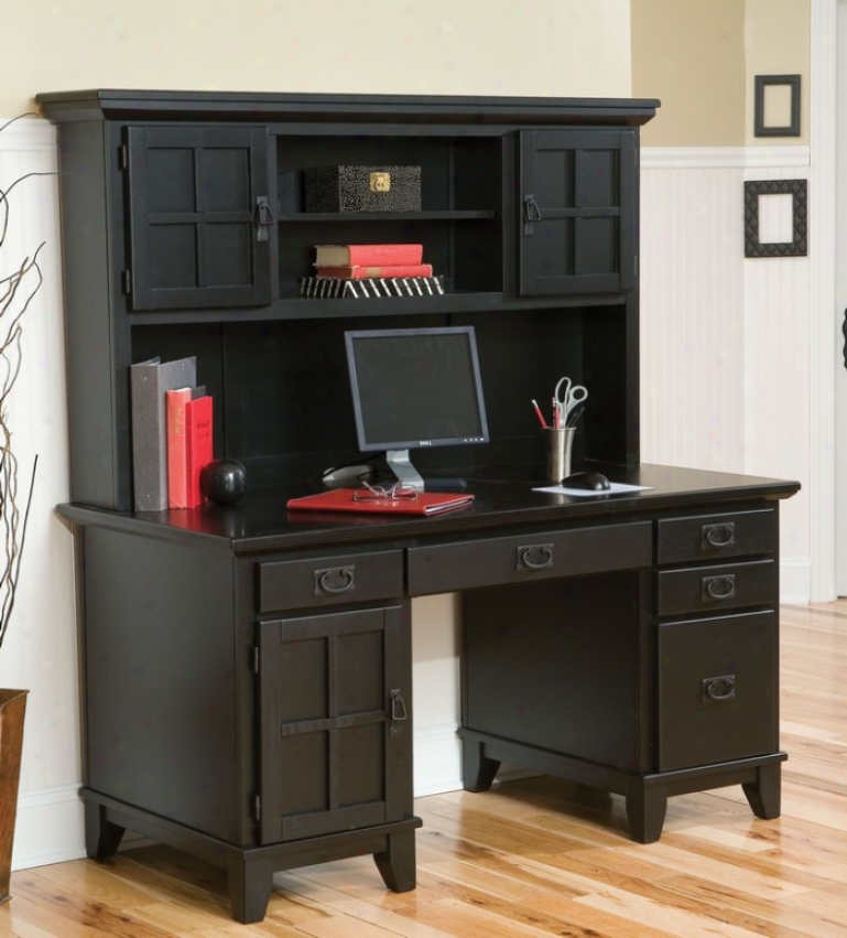 Computer Desk With Hutch In Ebony Finish