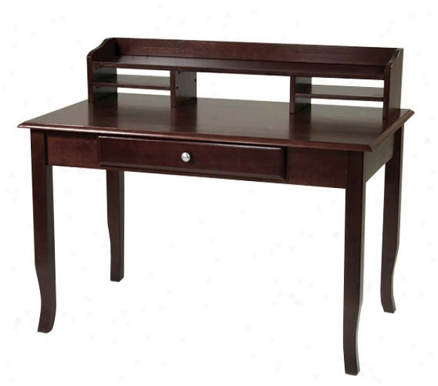 Computer Desk With Hutch In Merlot Finish