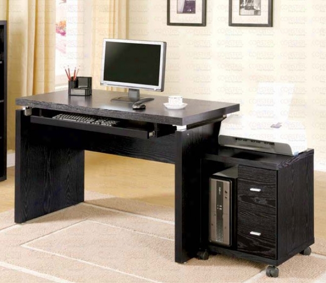 Computer Desk With Mobile Computer Stand In Black Finish