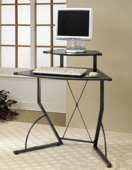 Computer Desk With &quotx&quot Design In Black Finish