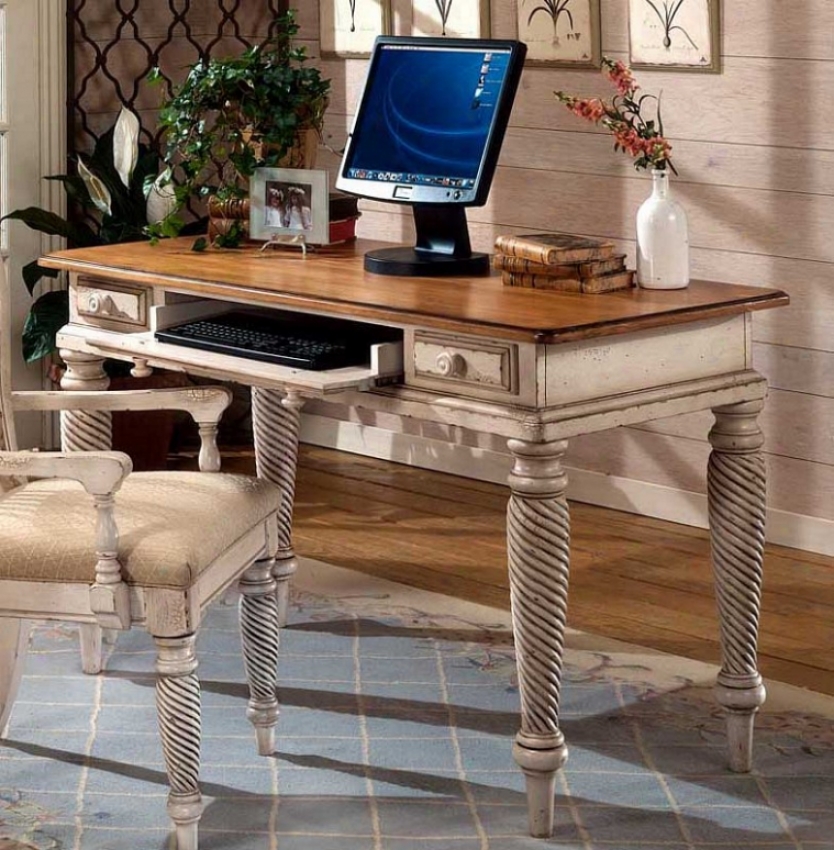 Computer Desk With Spire Design In Antique Pure Finish