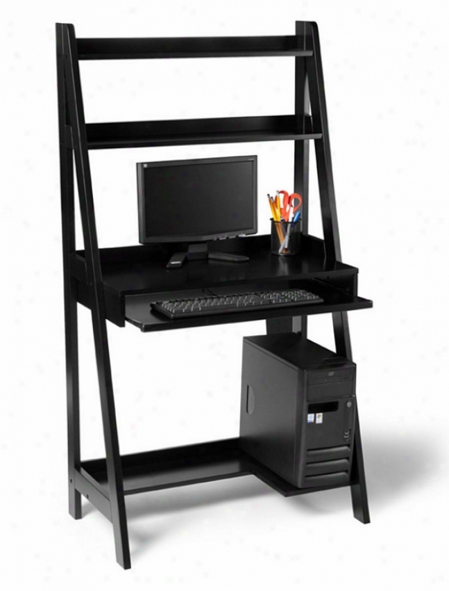 Computer Desk In the opinion of Storage Shelves In Black Finish