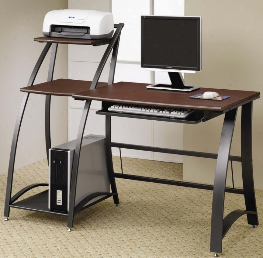 Computer Desk Work Station With Wood Top And Metal Invent