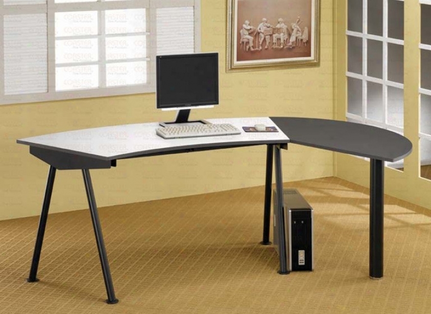 Computer Workstation With Wrap Around In Black And Silver Finish