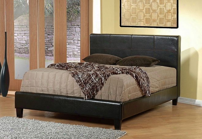 Contemporary Brown Leathwr-like California King Size Bed