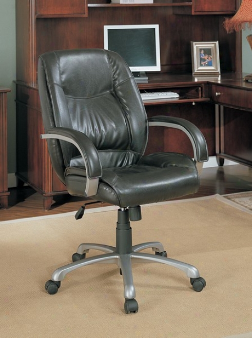 Contemporary Brown Lather-like Office Chair W/gas Lift