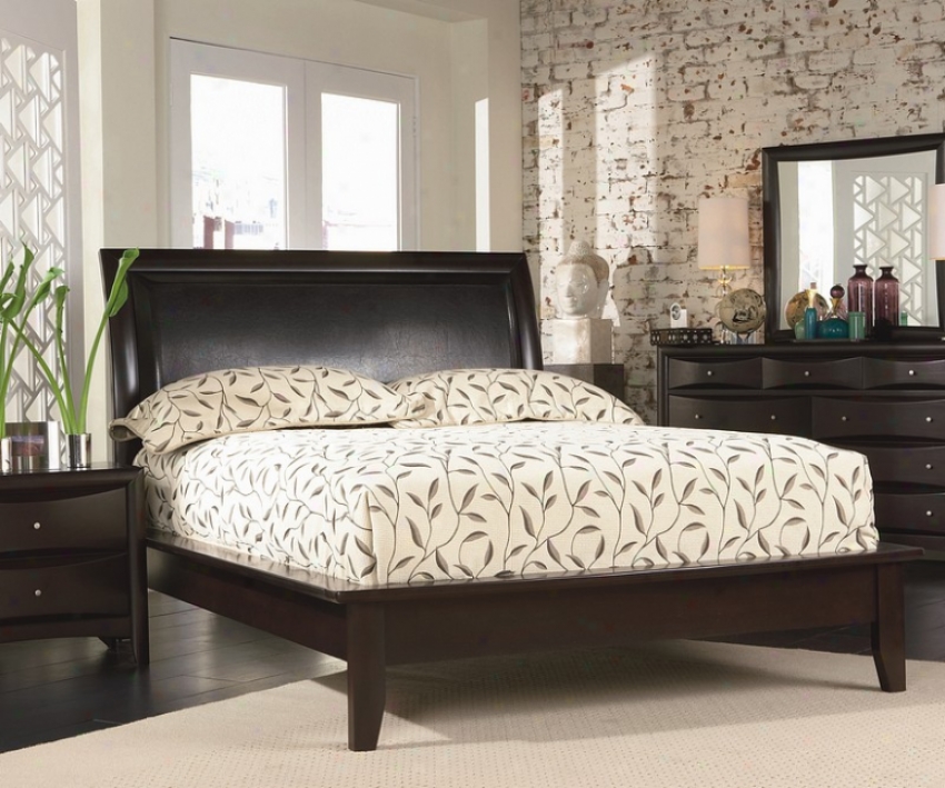 Contemporary Cappuccinno Finish Eastern King Size Platform Bed