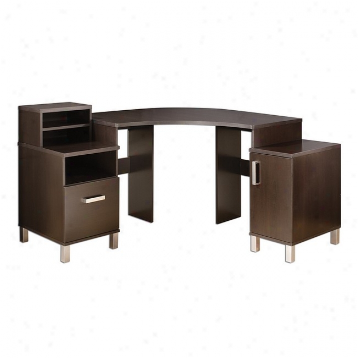 Contemporary Chocolate Finish Home Office Corner Desk