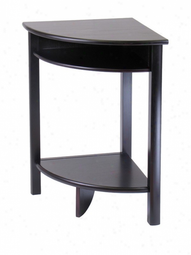 Contemporary Espresso Finish Corner Table / Desk With Shelf