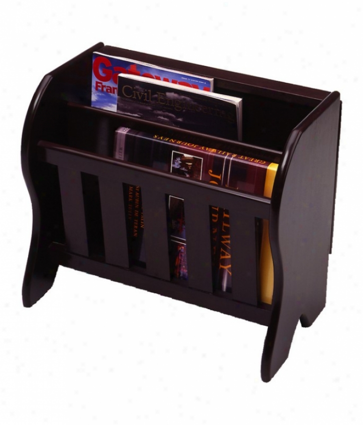 Contemporary Espresso Finish Drop  Leaf Magazine Rack