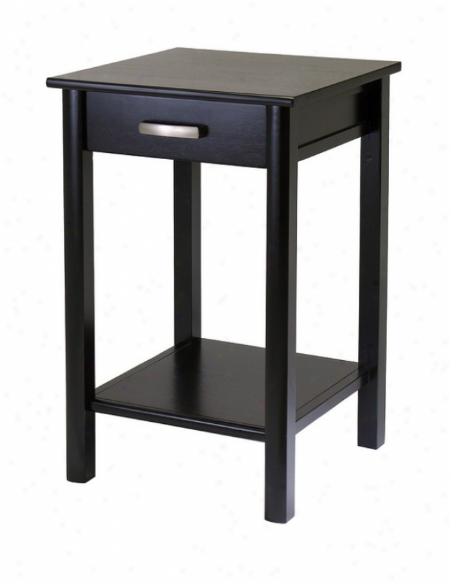 Contemporary Espresso Finish Printer Stand Side Table