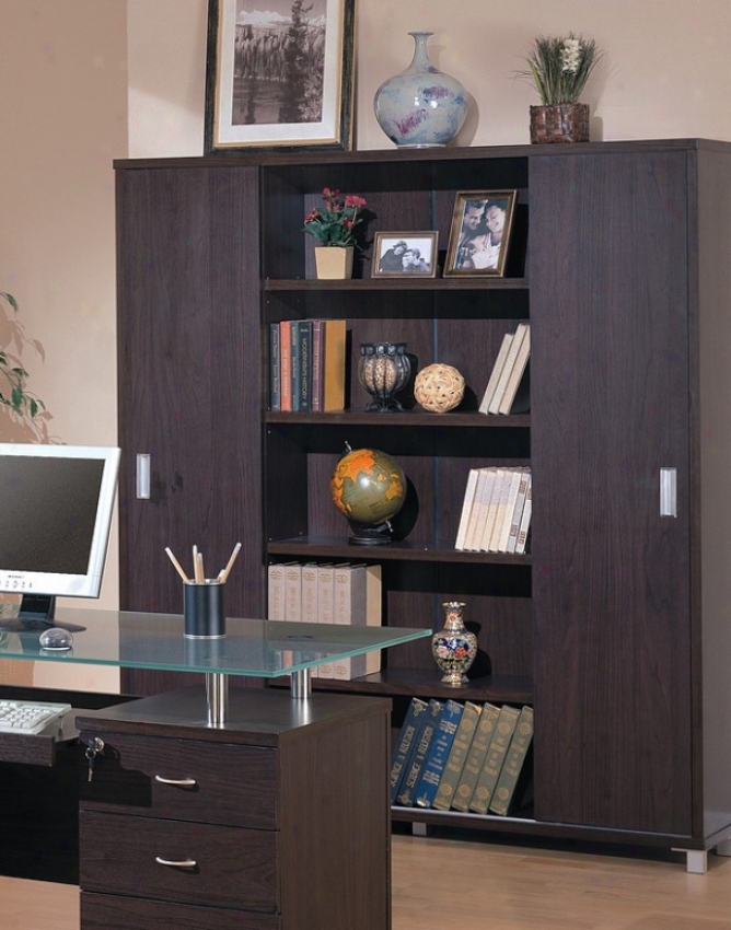 Contemporary Home Office Sliding Doors Shelf Bookcase