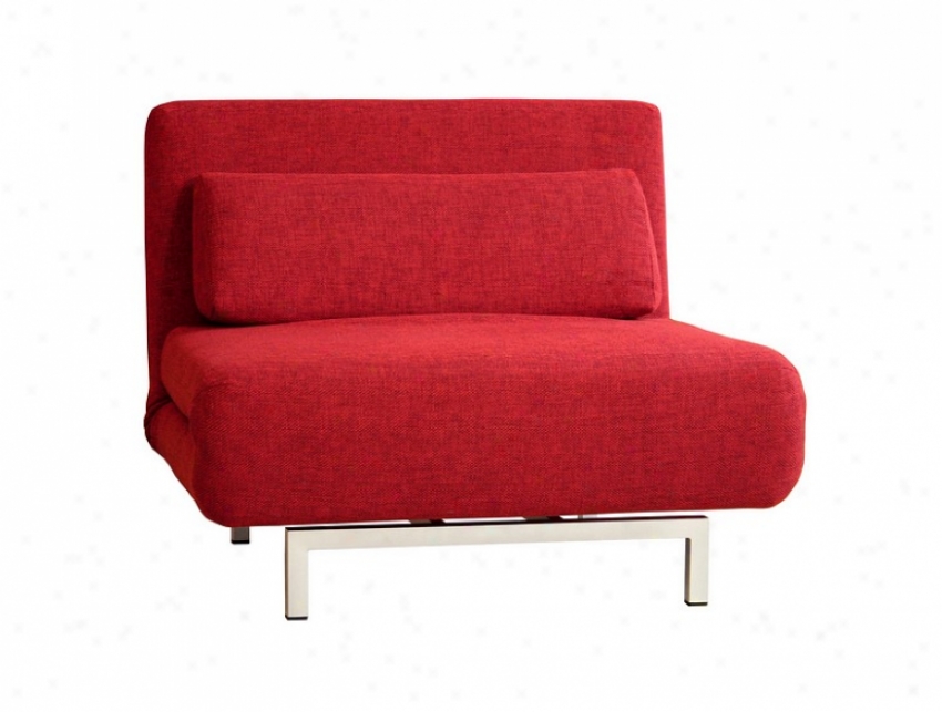 Contemporary Red Fabric Convertible Sofa Bed / Futon