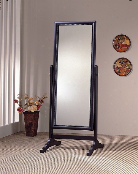 Contemporary Rubbed Black Finnish Bedroom Flpor Mirror