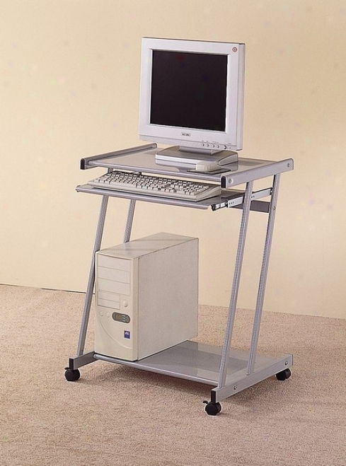 Contemporary Silver Finish Computer Workstation Office Desk/table