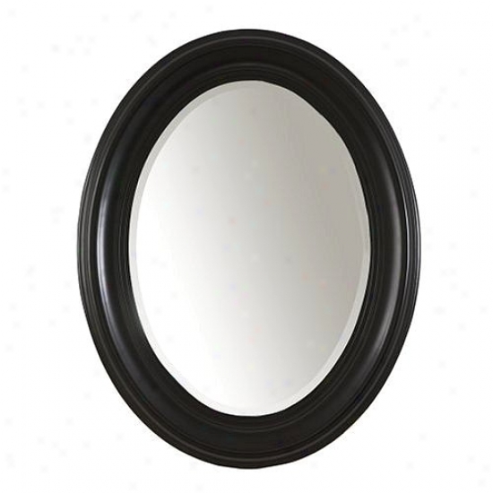 Contemporary Gnomon  Antique Black Oval Mirror