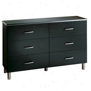 Contemporary Style Black Onyx/charcoal Finish Double Dresser