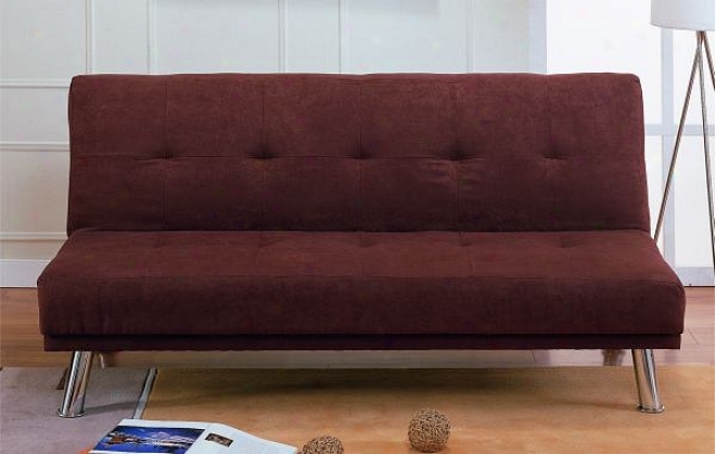 ContemporaryS tyle Brown Microfiber Futon Sofa Bed W/metal Legs