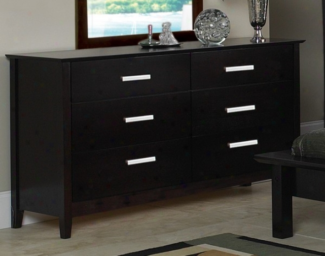 Contemporary Style Cappuccino Finish Storage Dresser