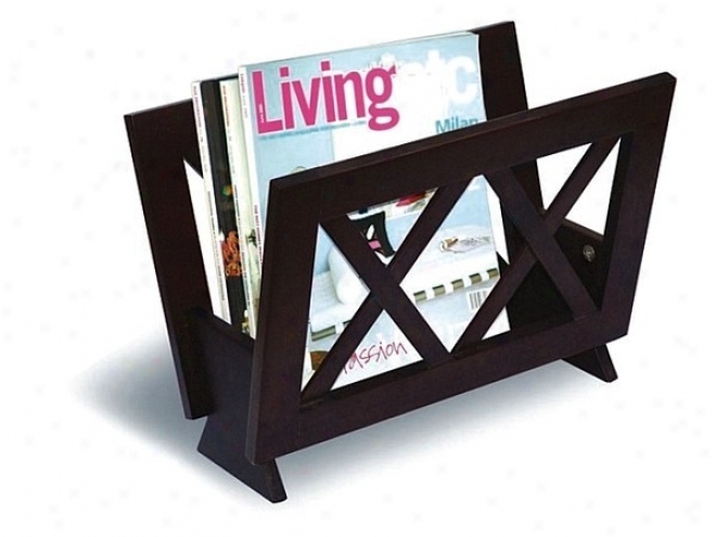 Contemporary Style Cappuccino Finish Wood Magazine Rack