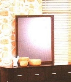 Contemporary Style Cherry Brown Wood Bedroom Mirror