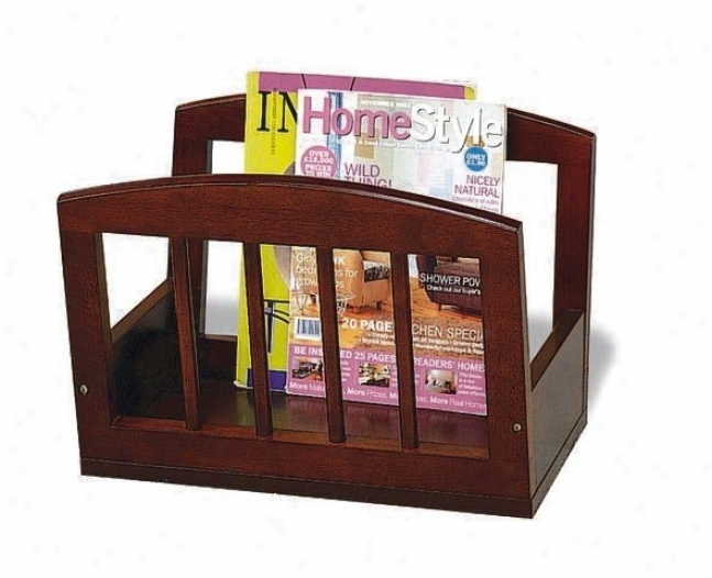 Contemporary Style Cherry Finish Wood Magazine Rack