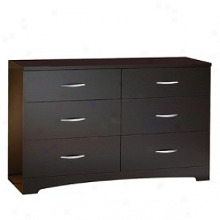 Contemporary Style Chocolate Finish Triple Dresser