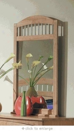 Contemporary Style Maple Finish Bedroom Mirror
