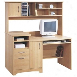 Contemporary Style Sweet Maple Finish Computer Center