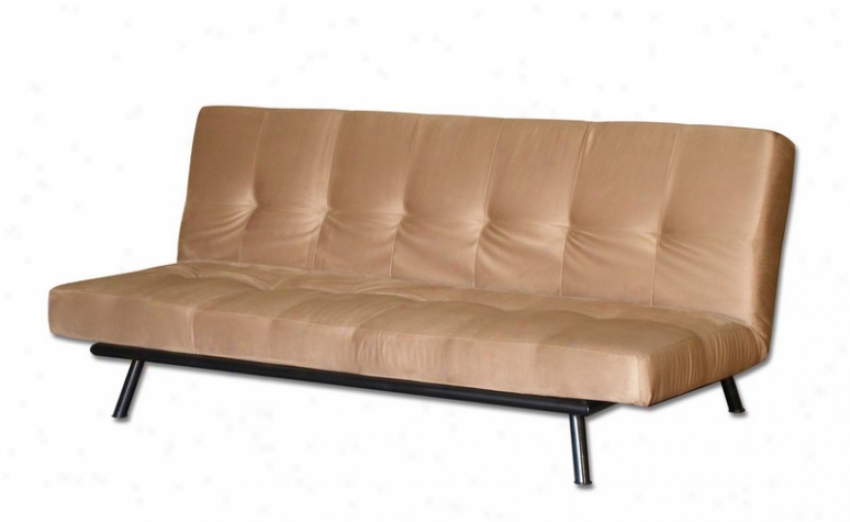 Convertible Futon Sofa Chaise In Khaki Microfiber