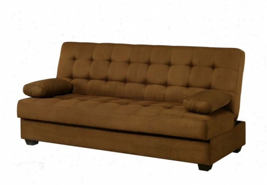 Convertible Futon Sofa With Storage In Chocolate Color