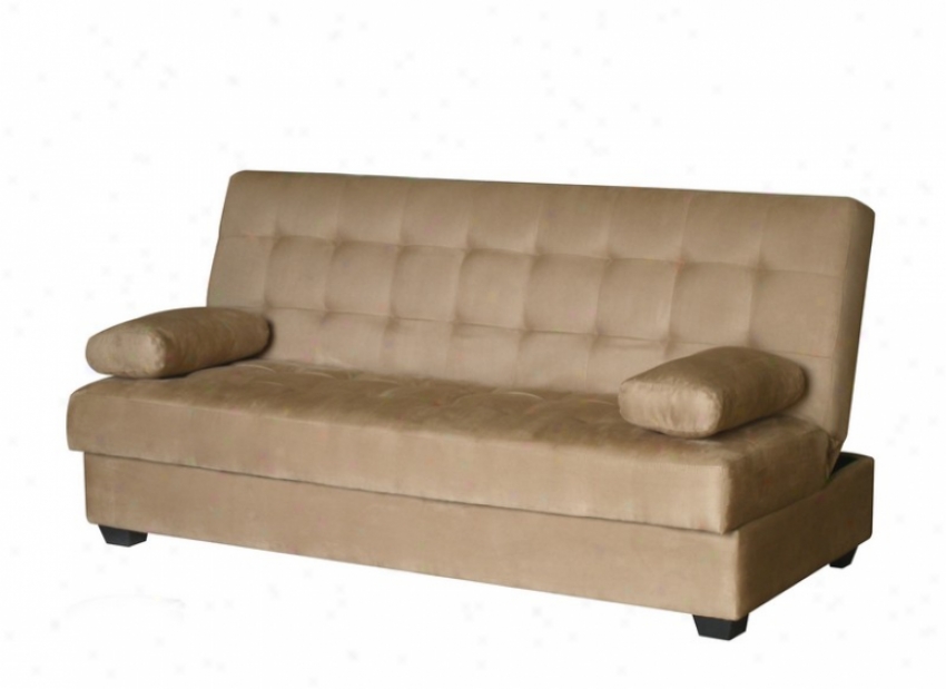 Convertible Futon Sofa With Storage In Khaki Color