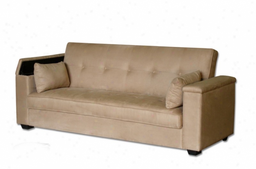 Convertible Futon Sofa With Storage In Parchment Color