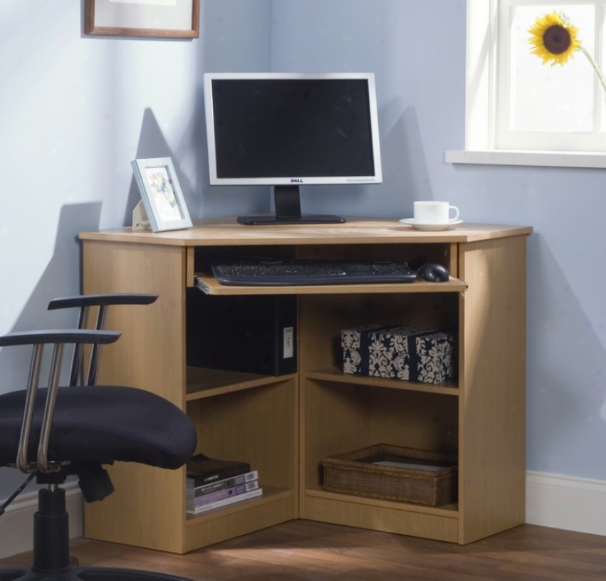 Corner Compiter Desk In Natural Finish