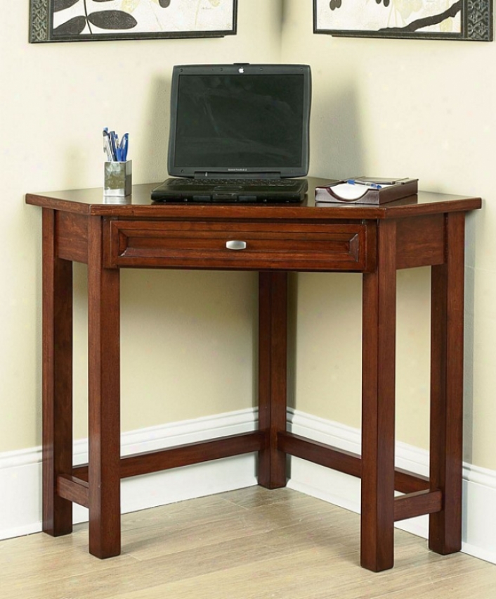 Corner Desk Contemporary Style In Cherry Finish