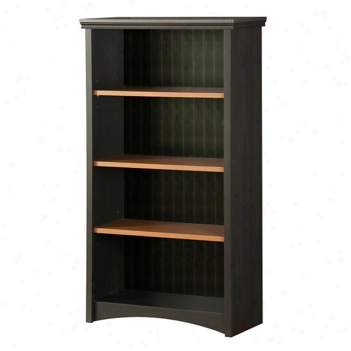 Cottage Style Spice Wood & Ebony Finish Bookcase