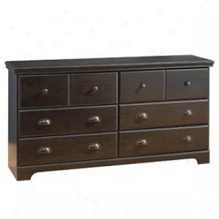 Country Style Ebony Finish Triple Dresser