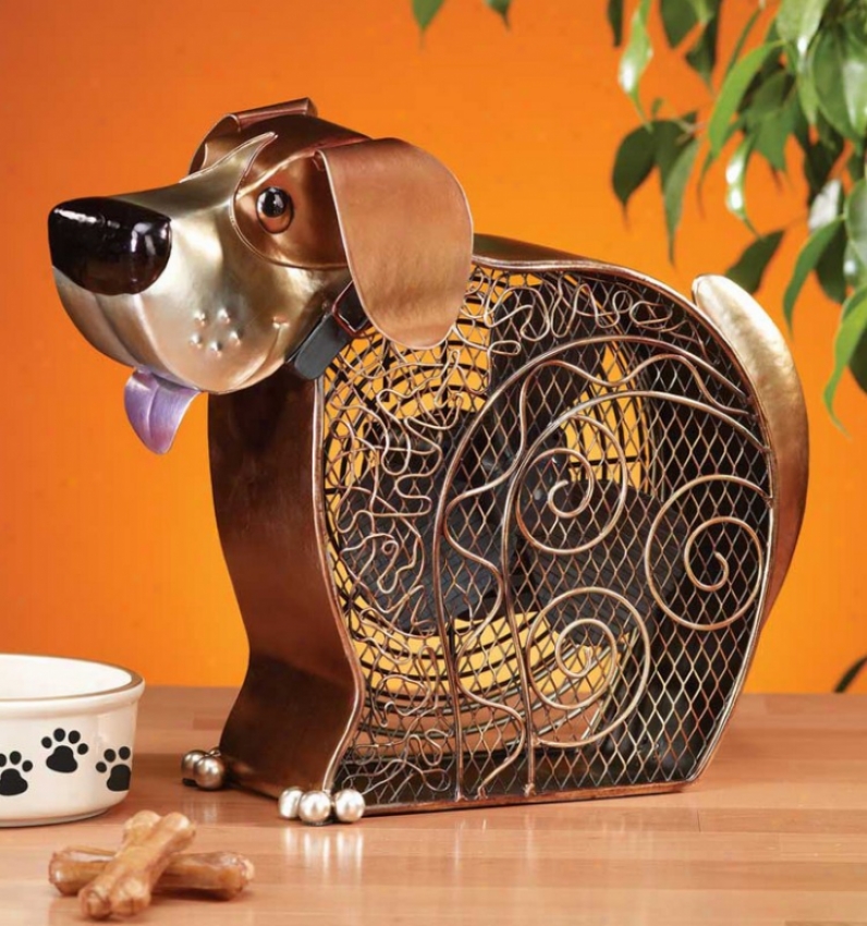 Decorative Table Fan Doggie Figurine Design In Brown Polishing