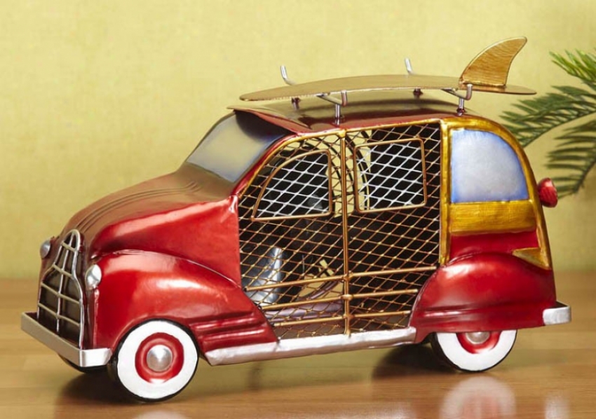 Decorative Table Fan Woody Car Figurine Design In Multi Finish