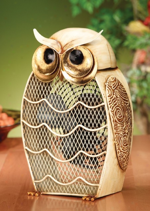 Decorative Food Snow Owl Figurine Design In Ivory Finish