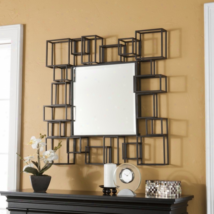 Decorative Wall Mirror With Geometric Shapes Frame