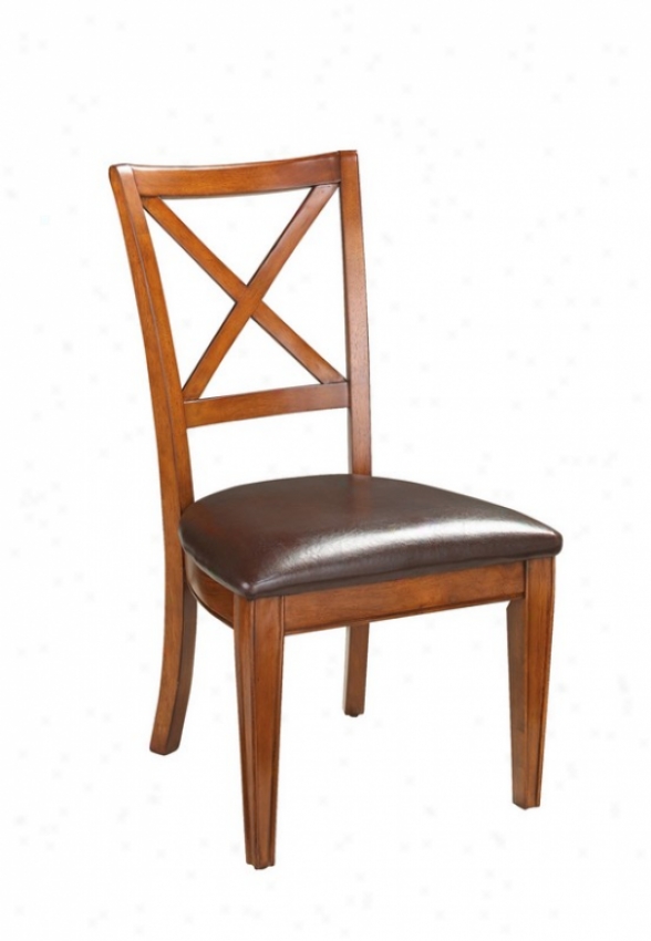 Dining Side Chair With X Back In Fullerton Brown Finish
