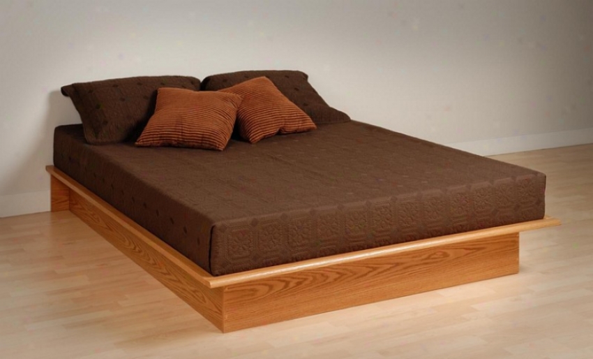 Double/ Full Size Platform Bed Contemporary Style In Oak Finish