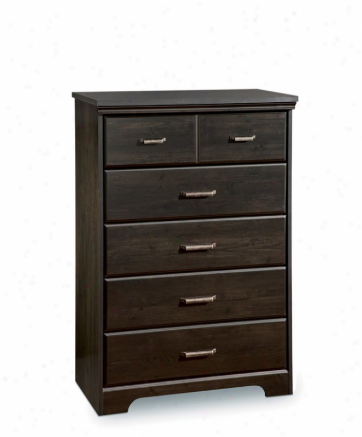 Drawer Chest With Pewter Pulls Country Style In Ebony Finish
