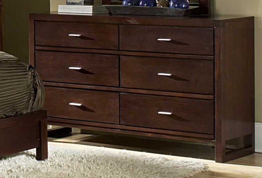 Drawer Dresser Contemporary Style In Cherry Finish